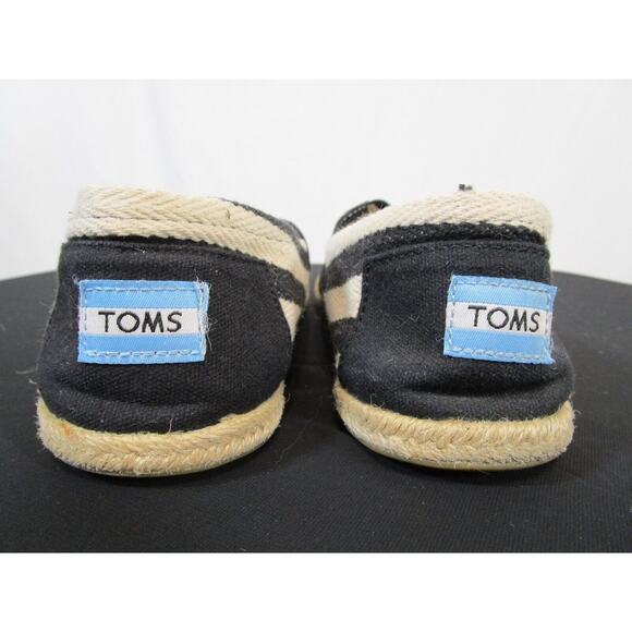 TOMS Classic Alpargata Black & Ivory Striped Canvas Slip-On Shoes Women Sz 10 - Picture 6 of 10